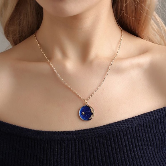 **BREA* Gold x Blue Moon Star Fashion Necklace - Picture 3 of 3